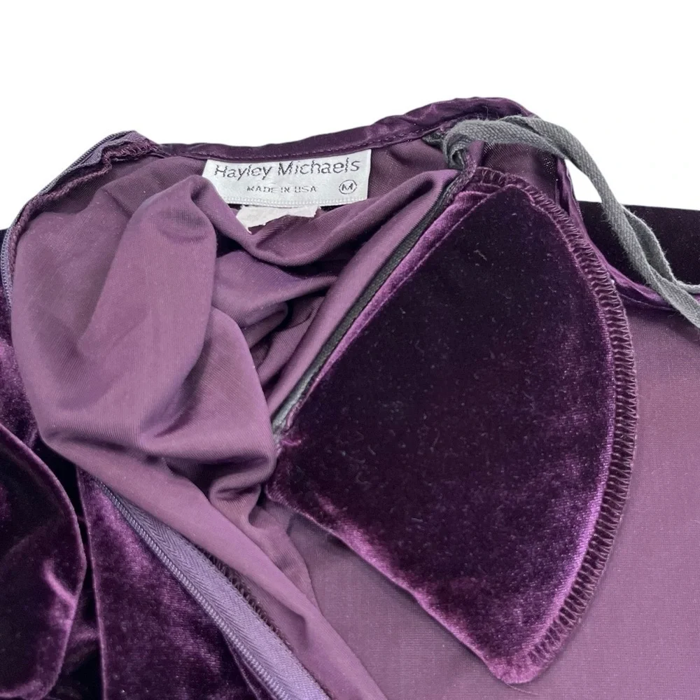 Vintage Haley Michaels Purple Velvet Shift Y2K Dress Size Medium